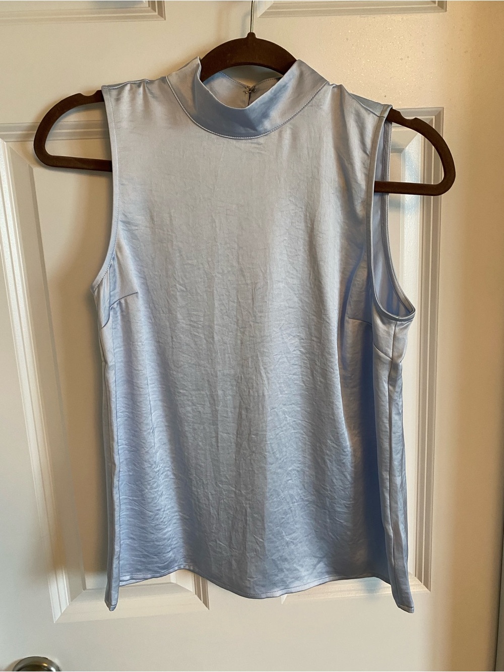 Express Sleeveless Mock Neck Tank - Pale Blue
